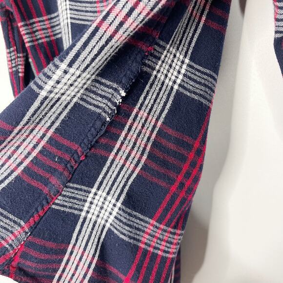Rails XSmall XS Navy Blue Red White Hunter Plaid Long Sleeve Blouse Shirt Collar - Picture 7 of 11